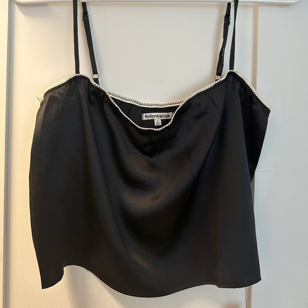 Reformation - Black Silk Tank, size S